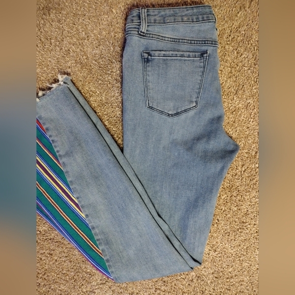 Prana Bell-Bottom Wide Flare Denim Jeans with Multicolor Stripes - Picture 6 of 15